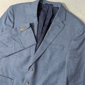 Jos. A. Bank Brrr Nylon Sport Coat Mens 44R Blue Wool Silk Linen Stretch 1905